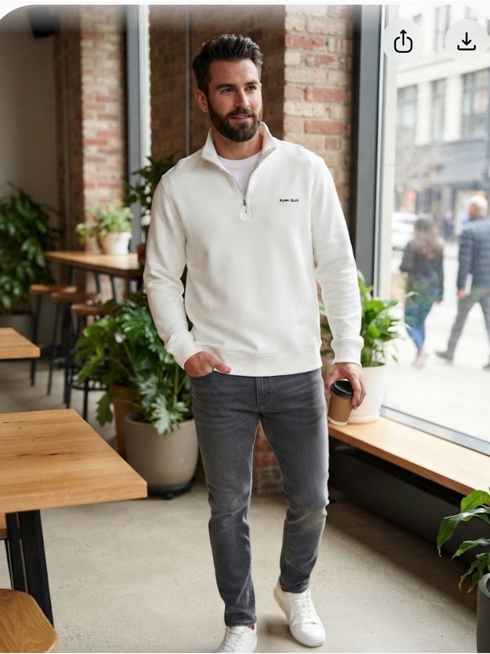 Perry Ellis Men's Zip-Up Pullover Sweater in White